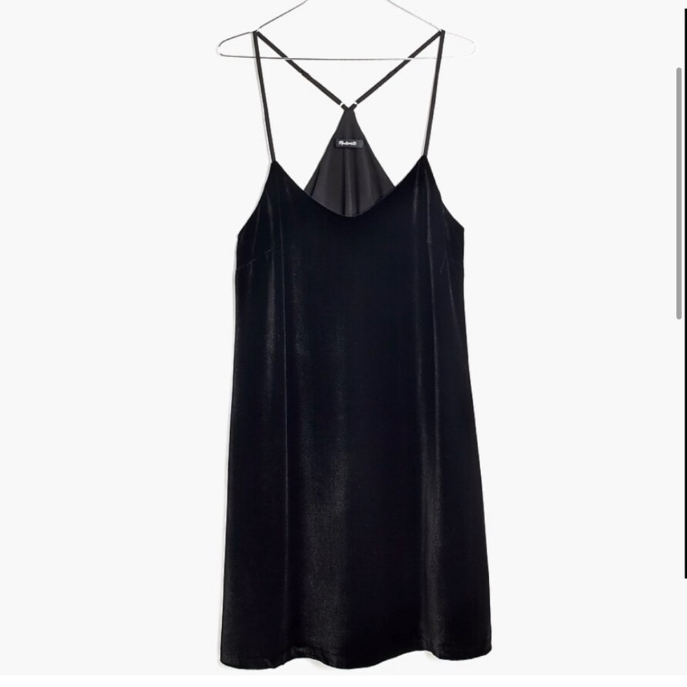 Madewell Black Velvet Slip Mini Dress size 0 Silk Blend